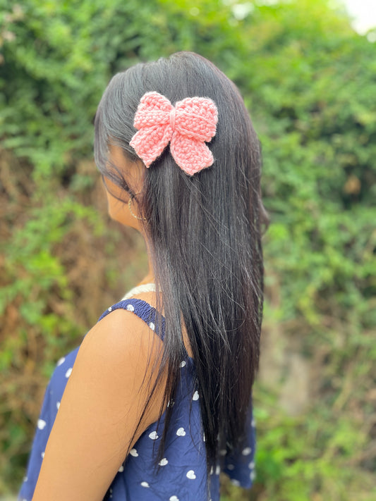 Handmade Crochet Bow Hair Clip